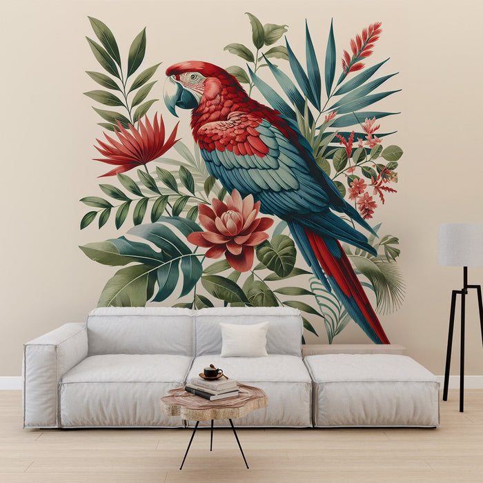 Parrot Mural Wallpaper | Majestic and Colorful Birds in Foliage