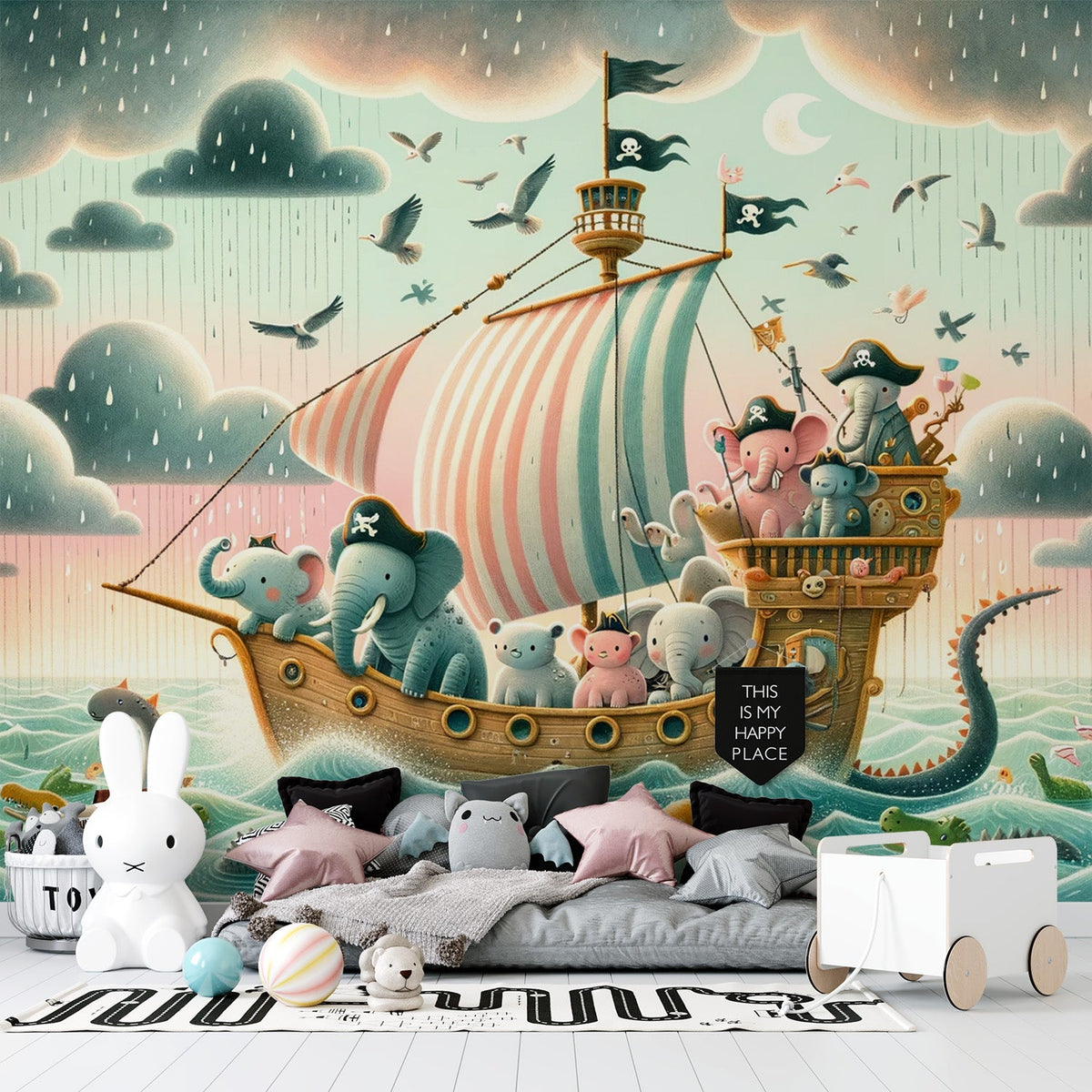 Carta da parati dei pirati | L'arca di Noè e coccodrilli — WonderMural, image size:1200x1200