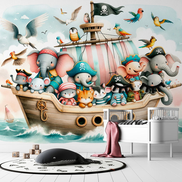 Pirate Mural Wallpaper | Cute Noah's Ark