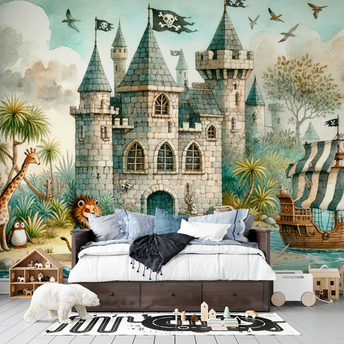 Pirate Mural Wallpaper | Pirate Castle for Kids