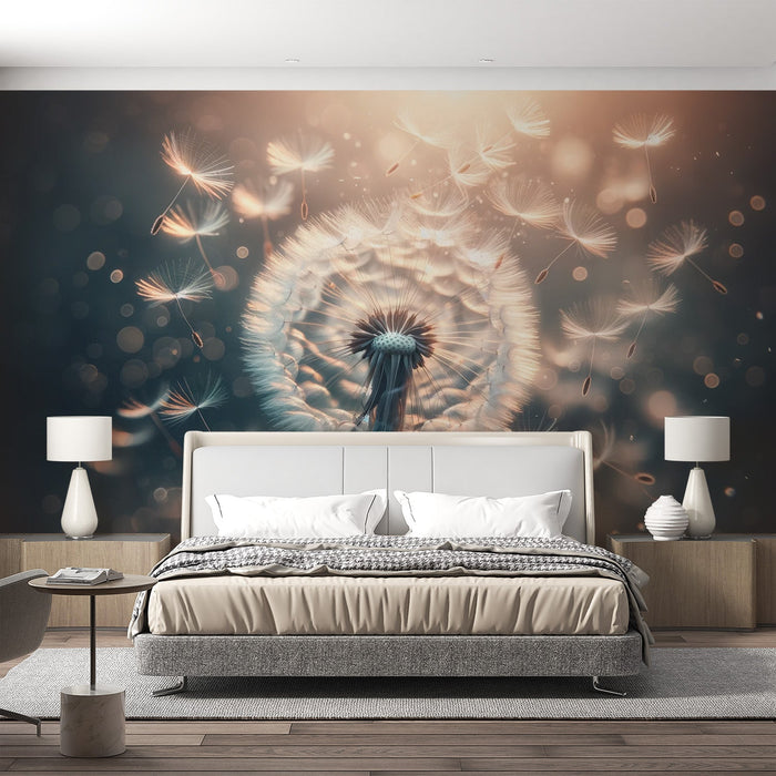Dandelion Mural Wallpaper | Flight of Dandelion Seeds