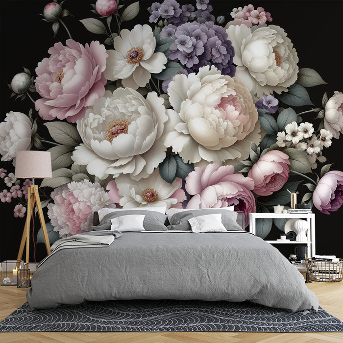 Peony Mural Wallpaper | Colorful Peony Composition