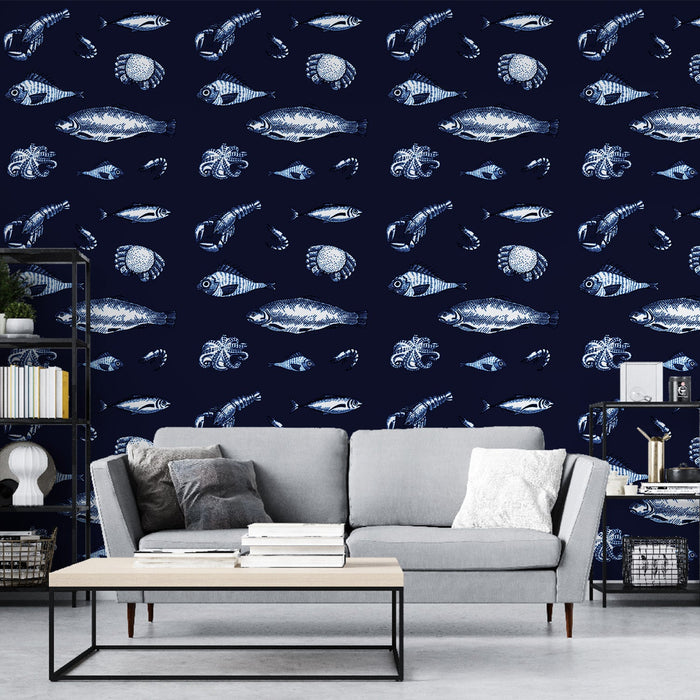 Fish Mural Wallpaper | Crustaceans, Lobsters, and Crabs