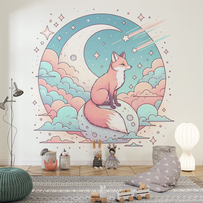 Fox Fototapet | Crescent Moon og Shooting Stars