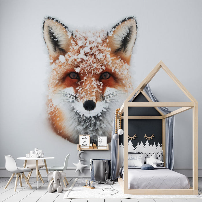 Fox Mural Wallpaper | Fox Head in the Snow