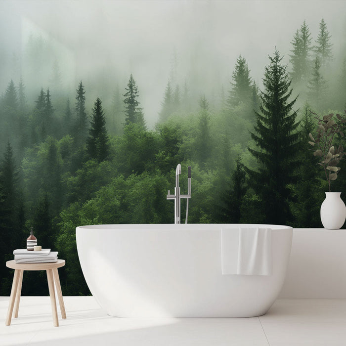 Tapetti kylpyhuone | Pohjoinen mäntymetsä ja sumu