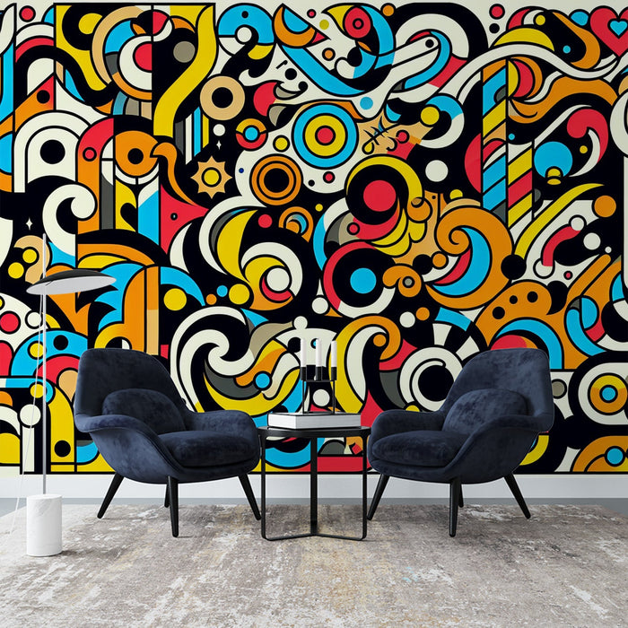 Street art Mural Wallpaper | Abstract art with vibrant colors