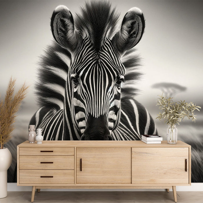 Zebra Tapet | Står framåt på savannen
