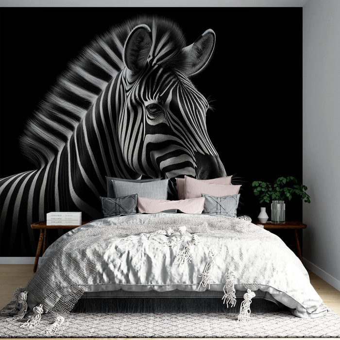 Zebra Tapet | På Svart Bakgrund Design