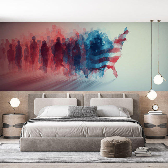 Fototapeet Ameerika | Siluetid ja Ameerika lipp