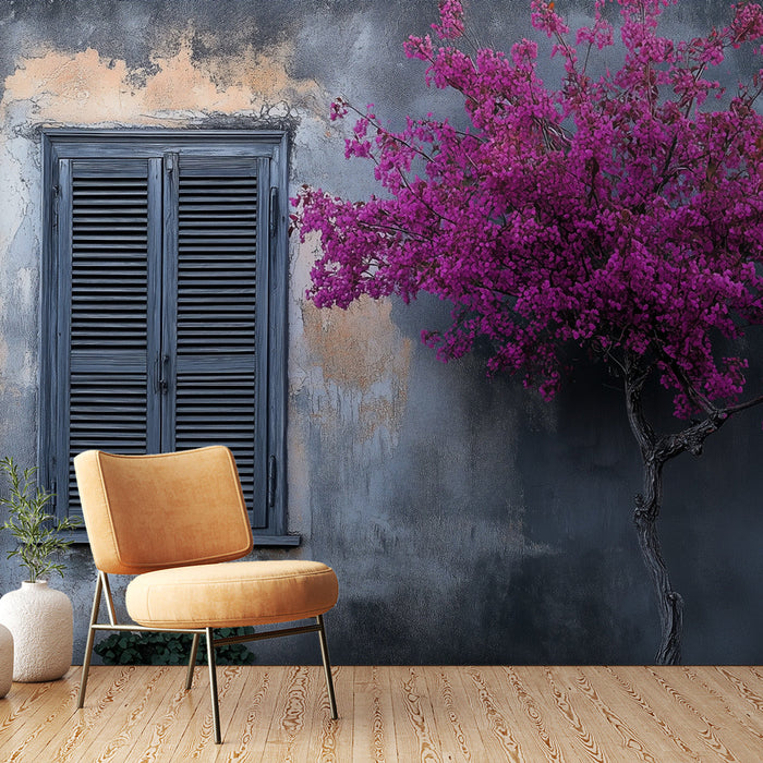 Tapete παράθυρο και δέντρα | Μπουγκενβίλια σε γεροδεμένο τοίχο