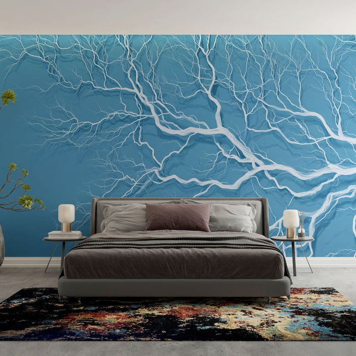 Mural Wallpaper networks | Trendy blue and white design