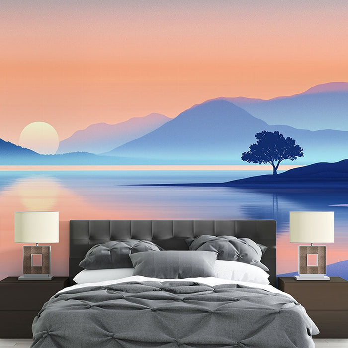 Mural Wallpaper calm landscape | Pastel sunrise