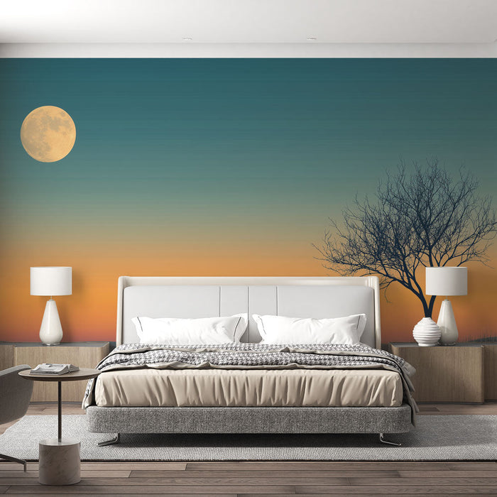 Tapeta lunární-krajina | Samotný strom při soumraku