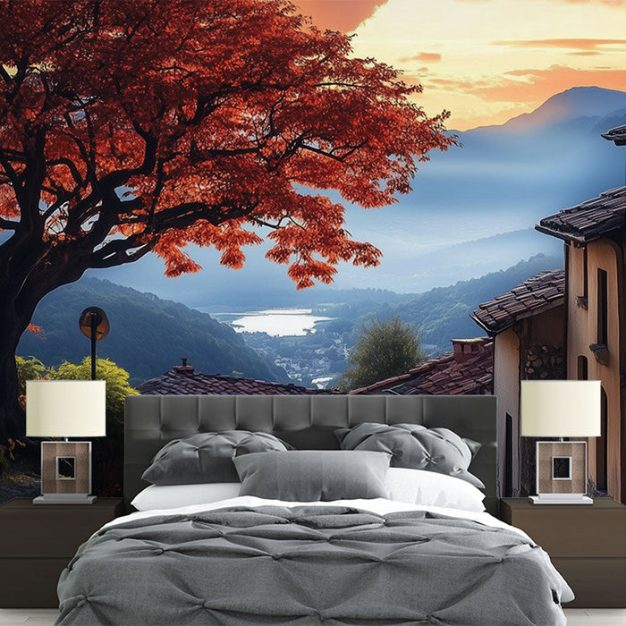 Tapeta Jesenska pokrajina | Živahna ulica ob sončnem zahodu