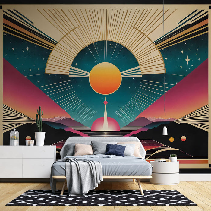 Tapeta retro-futuristička | Apstraktni zalazak sunca