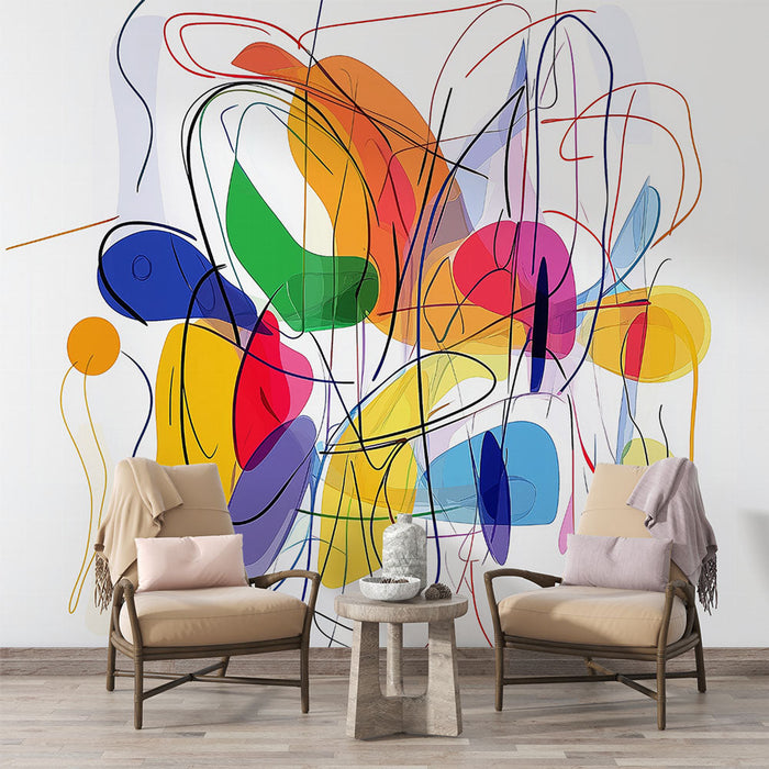 Αφηρημένο ταπετσαρία τοίχου | Φωτεινά χρώματα και δυναμικά σχήματα