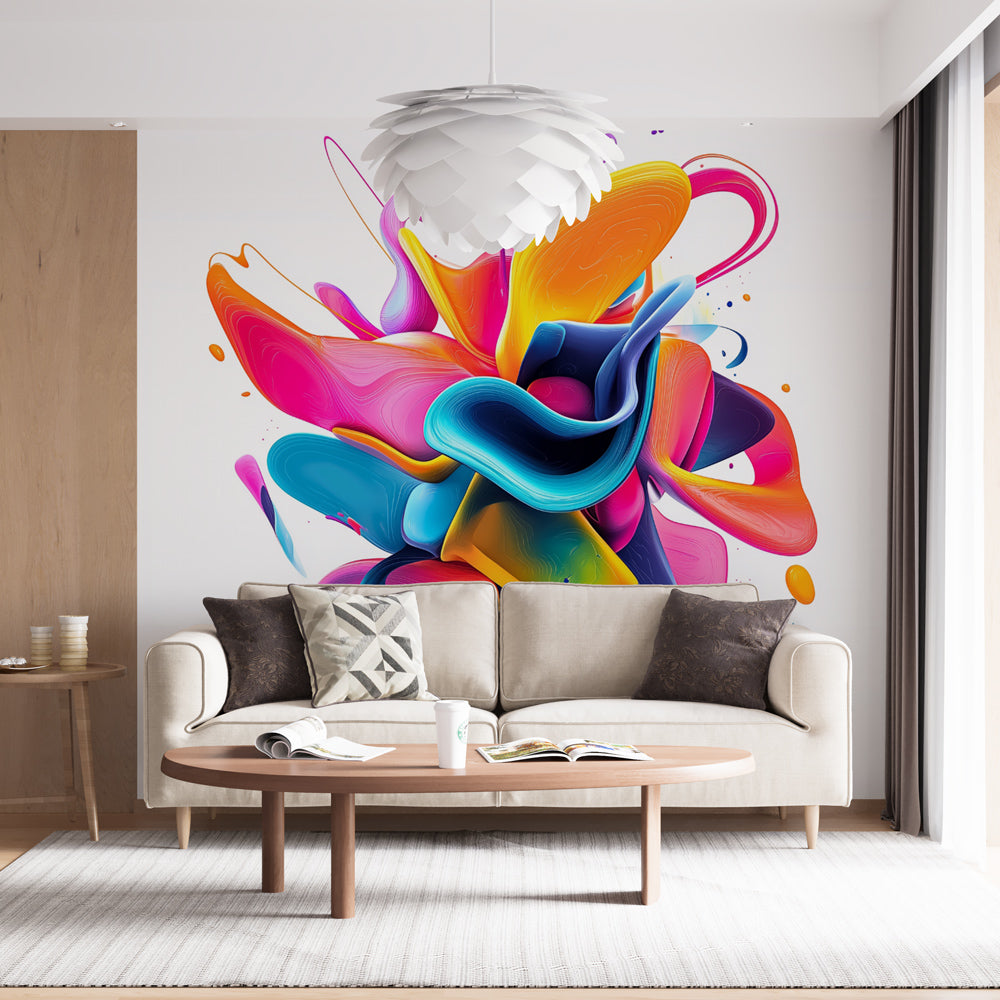 Mural Abstract Full Color Abstract Mural Wallpaper | Explosion of Bright Colors — WonderMural
