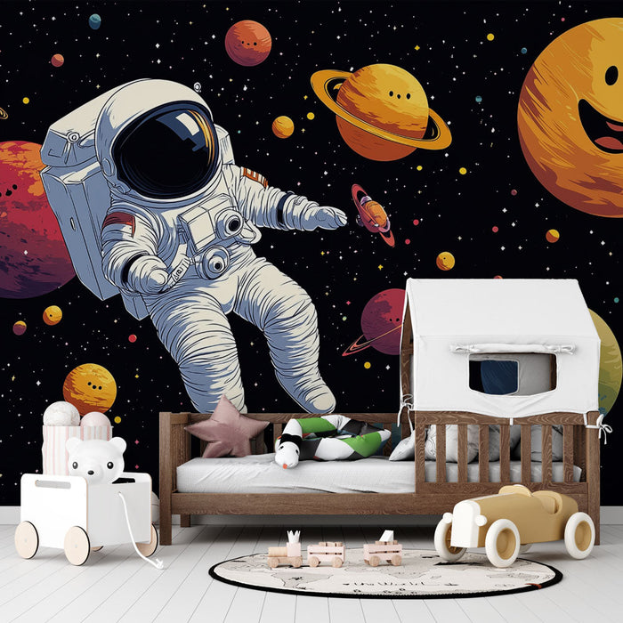 Tapete Astronaut | Glückliches und buntes Universum