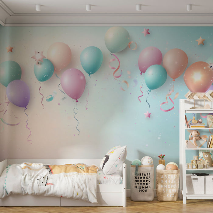 Papel pintado Fiesta | Globos festivos en tonos pastel