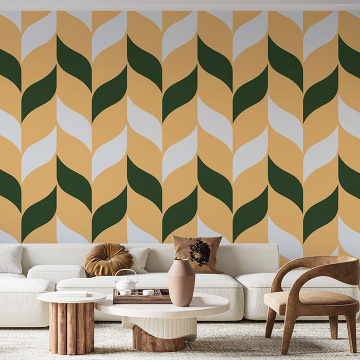 Mural Tapet geometrisk | Retro oransje og grønt mønster