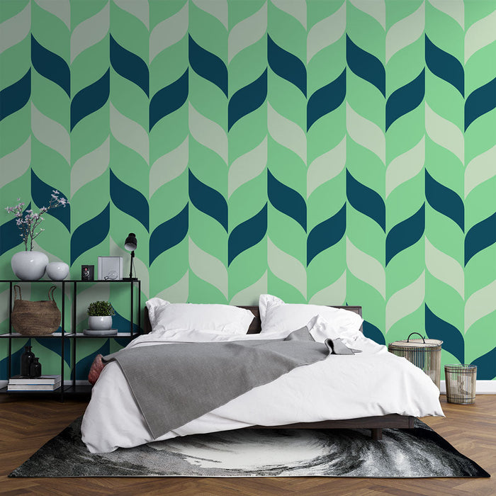 Tapet geometric | Model modern verde și albastru