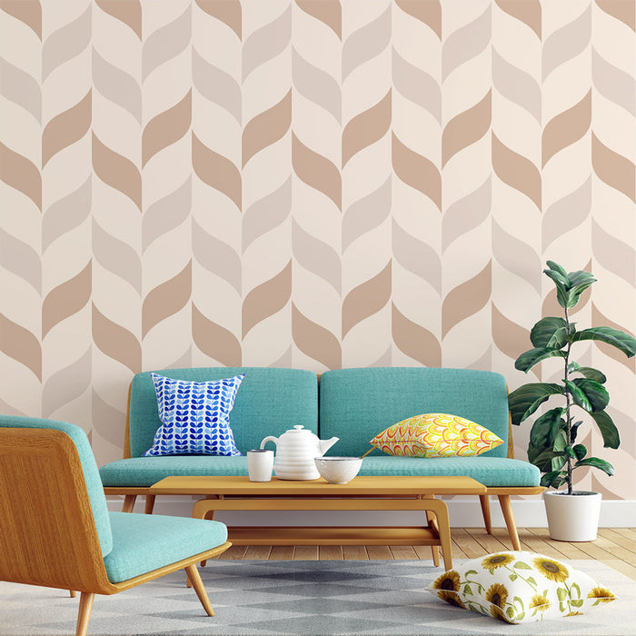 Геометрична тапетa | Вечен бежов и бял модел