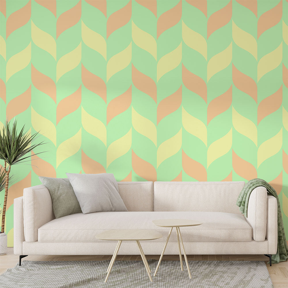abstract golvend strepen in pastel geel, room, en munt groen creëren een  vrolijk, zomers patroon. perfect voor achtergronden, textiel, of website  ontwerpen nodig hebben een speels, optimistisch stijlvol. 59532134  Vectorkunst bij Vecteezy, image size:1000x1000