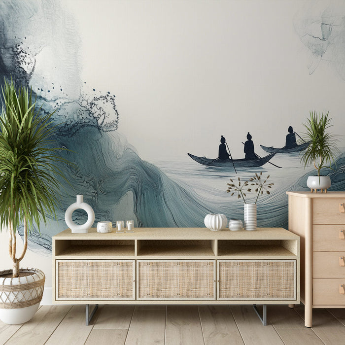 Tapeta etérového umění | Silueta kánoí ve vodě