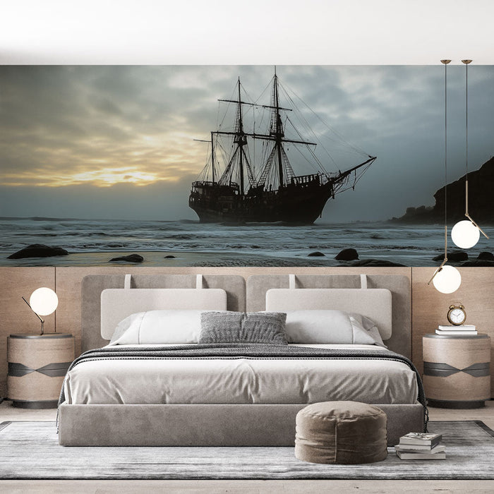 Фототапет призрачен кораб | Мистична платноходка по здрач