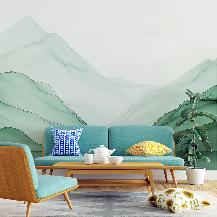 Mural Wallpaper landscape watercolor | Ethereal mountains
