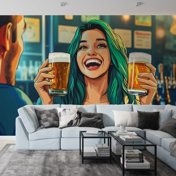 Mural Wallpaper animated bar | Joyful atmosphere