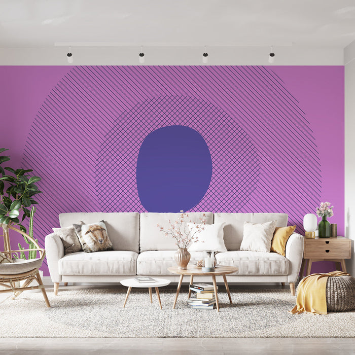 Tapeta | Fialové kruhové vzory a diagonální čáry