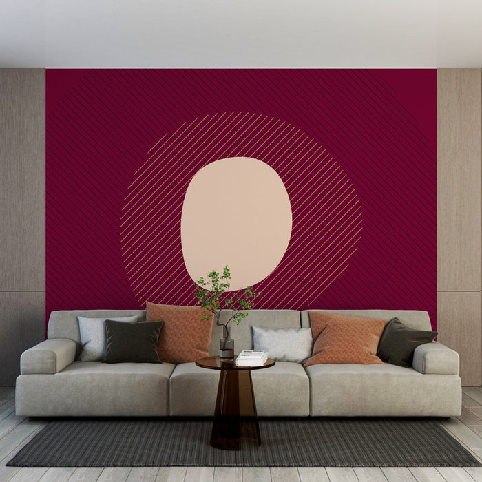 Tapete | Rosa Kreis und diagonale Linien