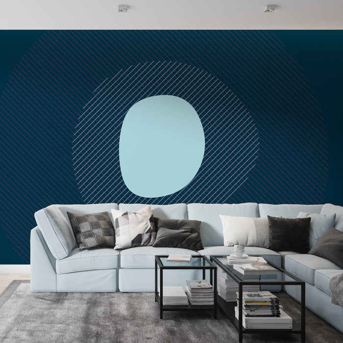 Mural Wallpaper Abstract | Blue Geometric Circle