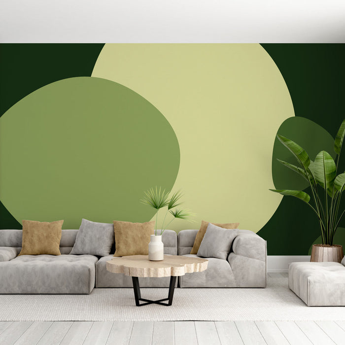 Carta da parati | Forme organiche verdi e oliva