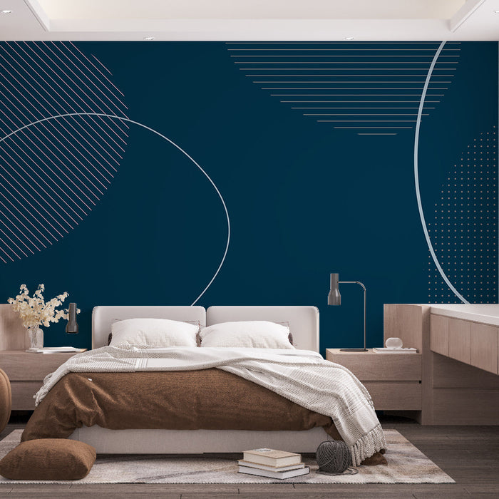 Papel de parede Geométrico | Círculos e Listras Azuis