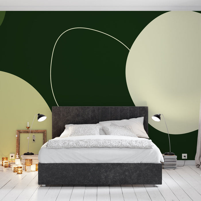 Mural Wallpaper Abstract | Green and Cream