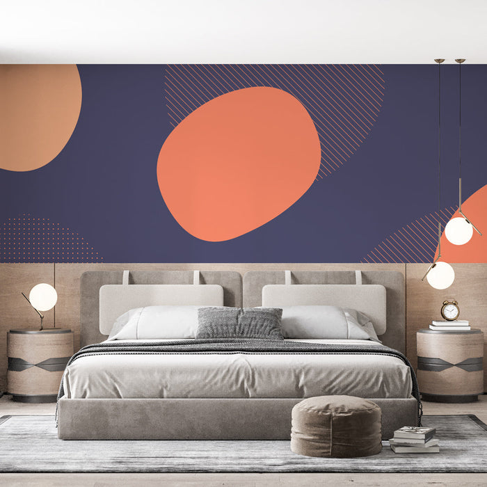 Mural Wallpaper Abstract | Orange Geometric Shapes