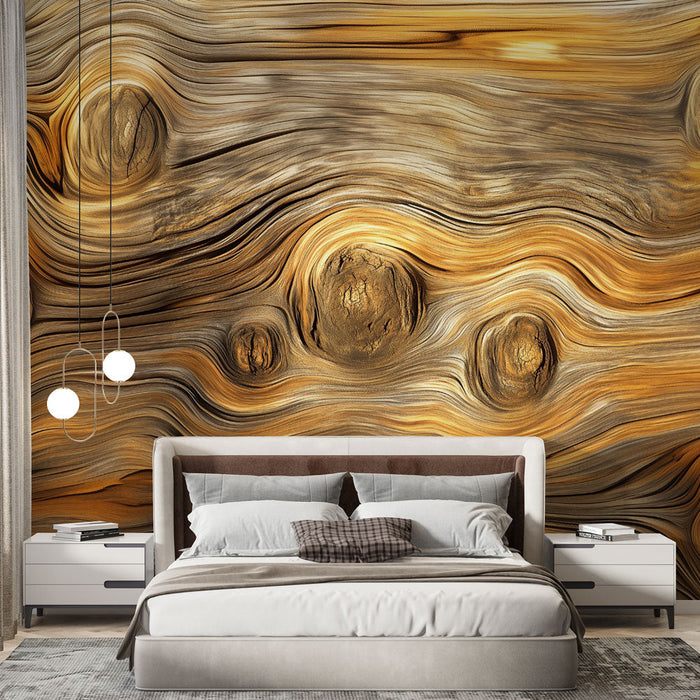 Seina tapeet puidu efekt | Soe laineline tekstuur