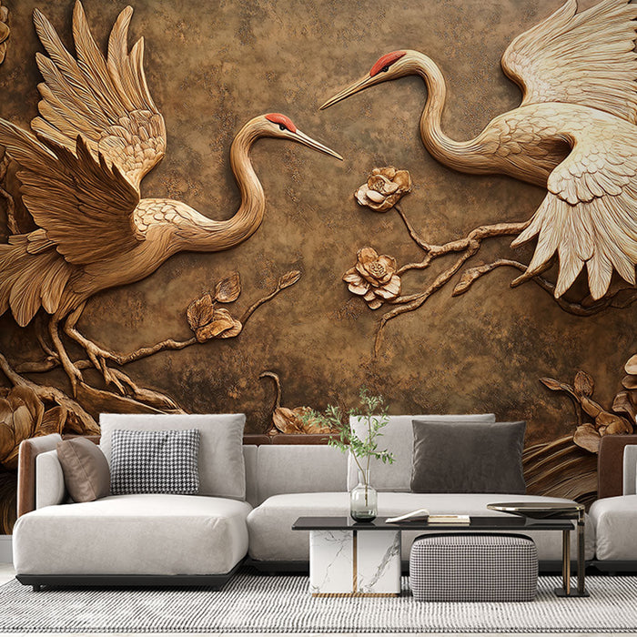 Tapeta je socha žuraví | Reliéfní stěnové umění