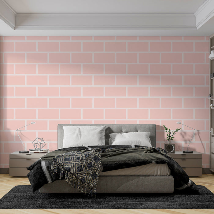 Mural Wallpaper brick pattern | Light pink