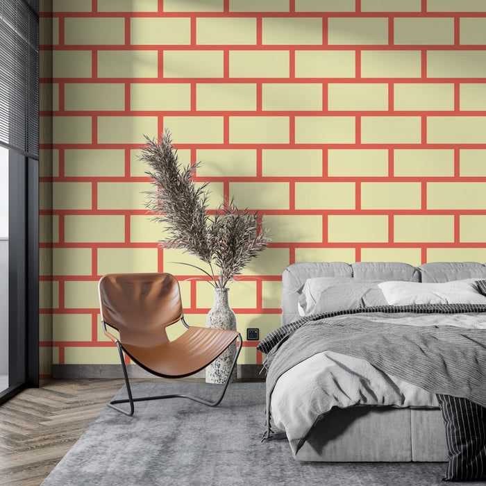 Mural Wallpaper bricks | Gul og rød geometrisk design