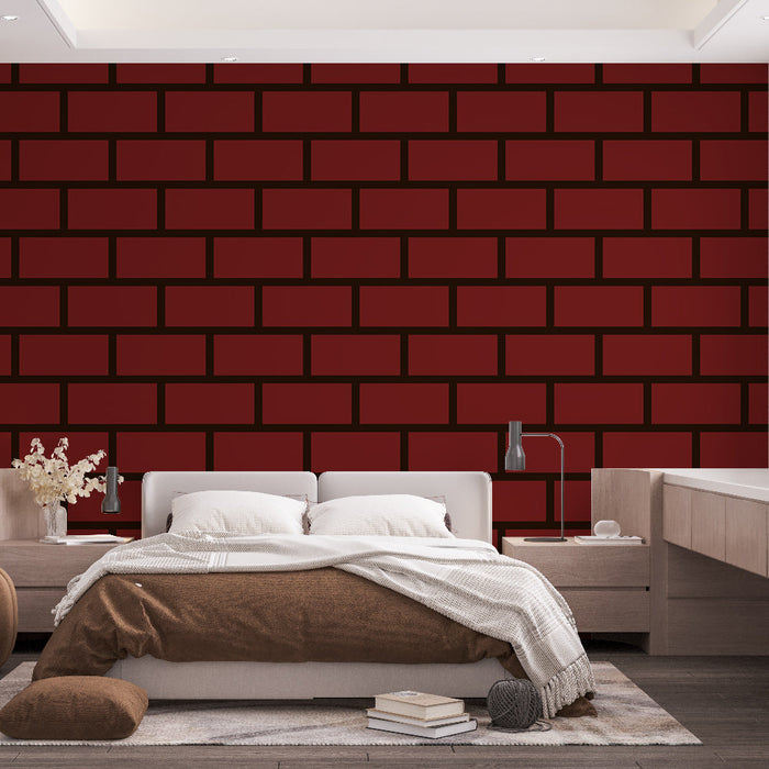 Mural Wallpaper Brick | Classic Deep Red