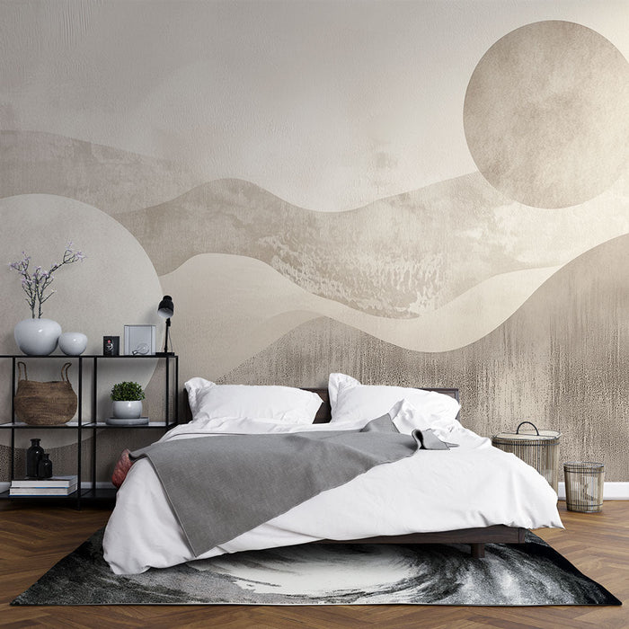 Mural Wallpaper Abstract | Beige Geometric Landscape