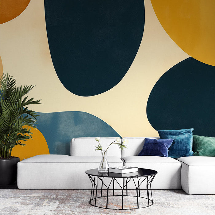 Contemporary Mural Wallpaper | Blue and Yellow