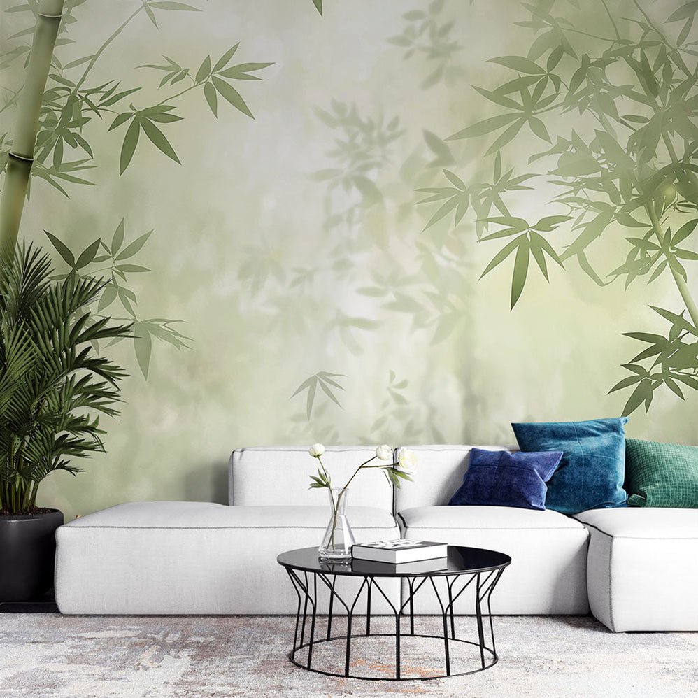 Bamboo Mural Wallpaper | Emerald Foliage Canopy View