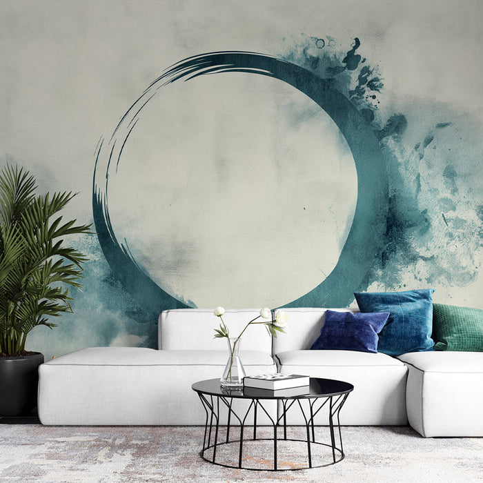 Foto Behang | Enso Cirkel op Beige Achtergrond