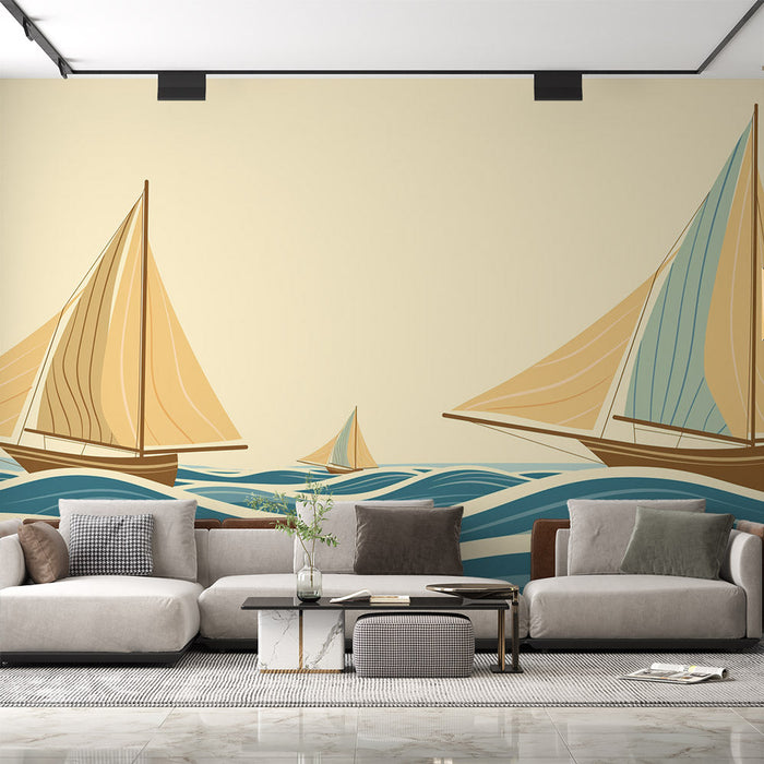 Mural Wallpaper Ancient Egypt | Drawing Egyptian Boats