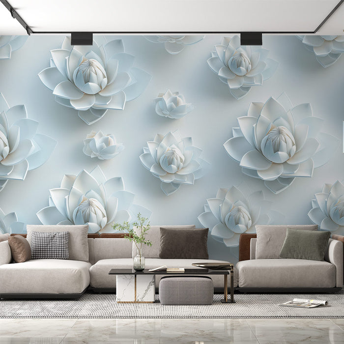 Mural Wallpaper Ancient Egypt | Bluish Lotus Flowers